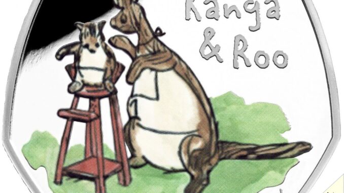2022 50 Pence Coin Winnie the Pooh Kanga and Roo Silver Proof Reverse