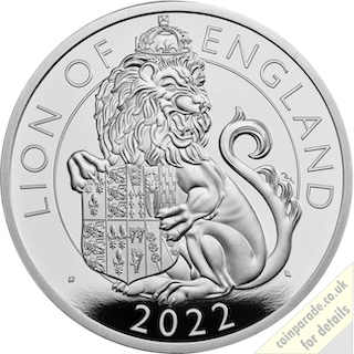 2022 Two Pounds Lion of England 1oz Silver Proof Reverse 2022 Two Pounds Lion of England 1oz Silver Proof Reverse