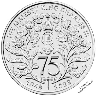 2023 Five Pound 75th Birthday of King Charles III Reverse