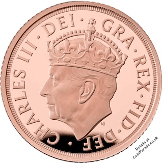 2023 Gold Half-Sovereign Coronation of King Charles III Obverse