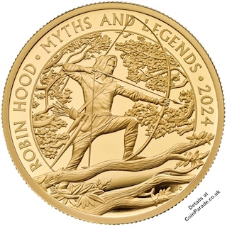 2024 1oz Gold Proof 100 Pounds Robin Hood Reverse 2024 1oz Gold Proof 100 Pounds Robin Hood Reverse