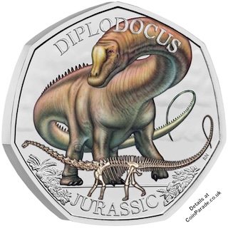 2024 Diplodocus 50p BU Colour Charles III Reverse 2024 Diplodocus 50p BU Colour Charles III Reverse
