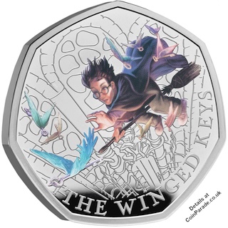 2024 Harry Potter Winged Keys 50p Silver Proof Reverse 2024 Harry Potter Winged Keys 50p Silver Proof Reverse