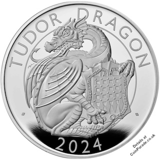2024 Tudor Dragon 1oz Silver Two Pounds Reverse