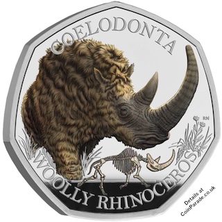 2024 Woolly Rhinoceros 50p Silver Proof Colour Reverse 2024 Woolly Rhinoceros 50p Silver Proof Colour Reverse