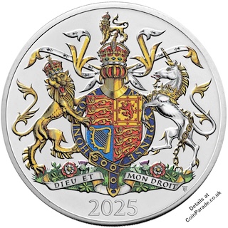 2025 Coat of Arms £5 BU Colour Reverse RM