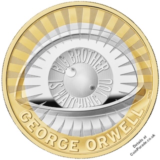 2025 George Orwell Silver Proof 2 Pounds Reverse 2025 George Orwell Silver Proof 2 Pounds Reverse