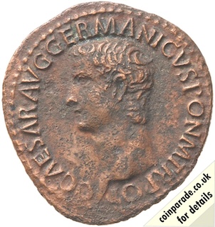 37AD 38AD As Gaius Caligula Obverse 37AD 38AD As Gaius Caligula Obverse