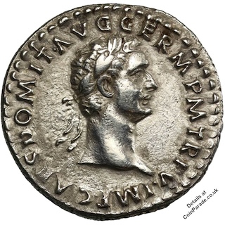 86AD Silver Denarius Domitian Obverse RM 86AD Silver Denarius Domitian Obverse RM