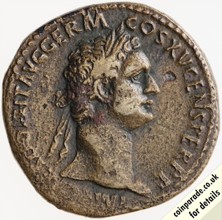90AD-91AD Sestertius Domitian Obverse 90AD-91AD Sestertius Domitian Obverse