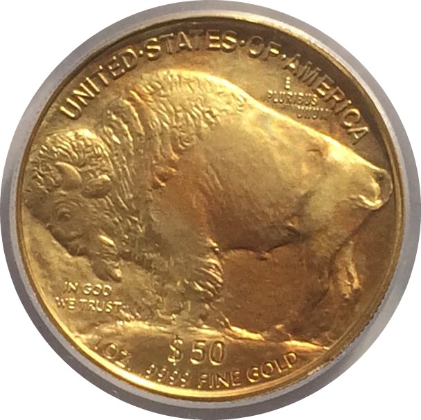 Gold 1 Ounce Buffalo $50 USA Reverse - 640